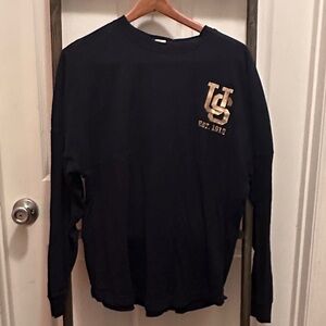 Universal Black Long Sleeve Tee with Gold Logo